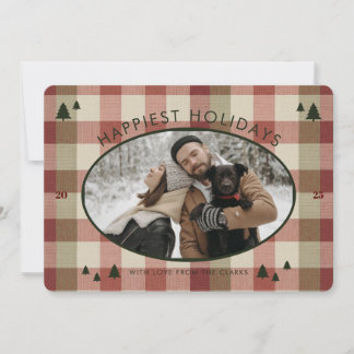 Red Green Tartan Plaid Cosy Blanket Holiday Card