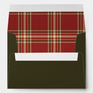 Red Green Tartan Plaid Holiday Event Lined Envelope