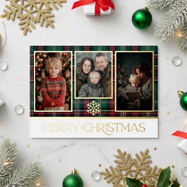 Red & Green Tartan Plaid Merry Christmas Photo (Creator Uploaded)