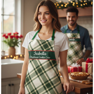 Red Green Tartan Plaid Personalized Christmas  Apr Apron