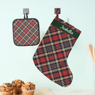 Red & Green Tartan Plaid Personalized  Small Christmas Stocking