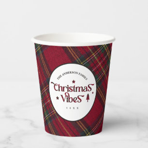 Red & Green Tartan Wonderland: Christmas Vibes Paper Cups