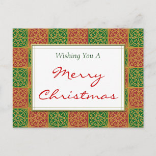 Red Green Tiles Custom Merry Christmas Postcard