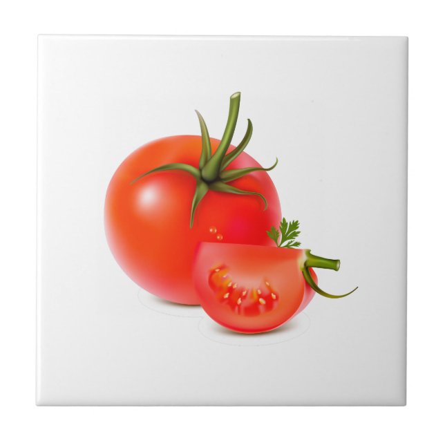 Red Green Tomato Food Art Tile (Front)