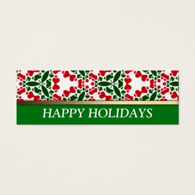 Red + Green Tri-Hearts Mini Size Christmas Cards (Front)