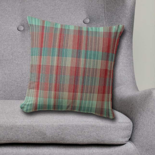 Red Green Tweed Plaid Cushion (Creator Uploaded)
