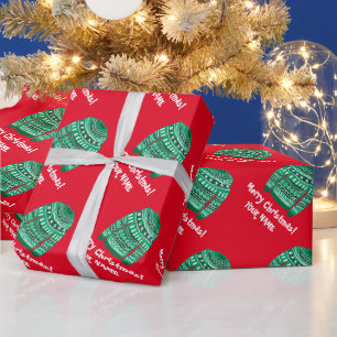 Red & green ugly Christmas sweater pattern custom Wrapping Paper