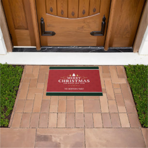Red Green Vintage Merry Christmas Seasonal Doormat