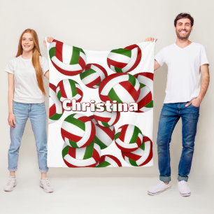 red green volleyballs girls sports room decor fleece blanket