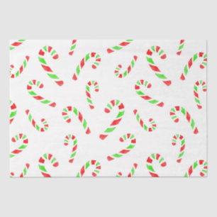 Red, Green Watercolor Candy Cane Pattern   Tissue Paper