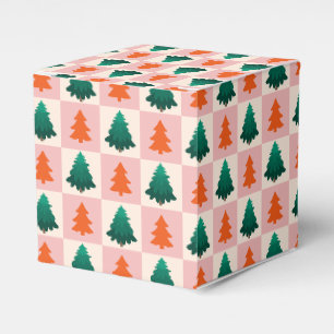 Red Green watercolor Merry Christmas tree pattern Favour Box