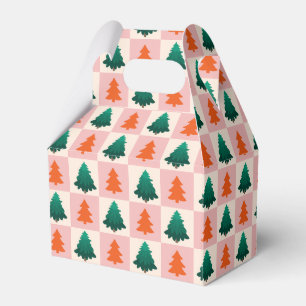 Red Green watercolor Merry Christmas tree pattern Favour Box