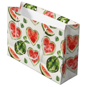 Red Green Watermelon Hearts Birthday Large Gift Bag