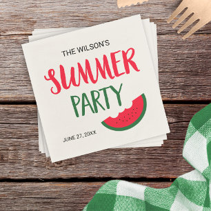 Red Green Watermelon Summer Party Napkin