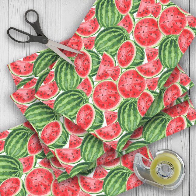 Red Green Watermelon Summer Picnic  Tissue Paper (Watermelon gift wrapping tissue paper)