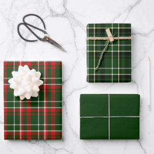 Red Green White and Black Plaid    Wrapping Paper Sheet