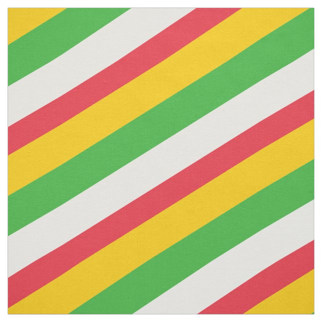 Red, green, white and yellow striped pattern fabric (Swatch)