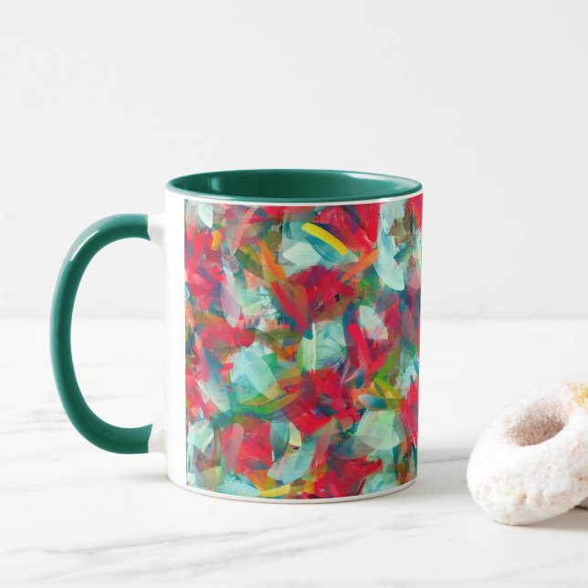 Red Green White Blue Yellow Abstraction Mug (With Donut)