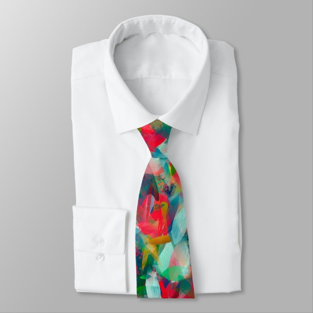 Red Green White Blue Yellow Abstraction Tie (Tied)