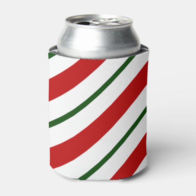  Red Green & White Candy Cane Christmas Can Cooler (Can Front)