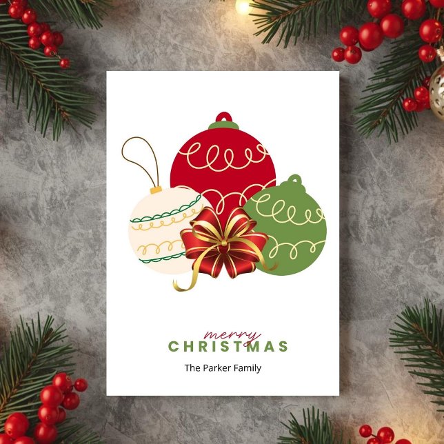 Red Green White Christmas Balls Card (Creator Uploaded)