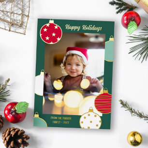 Red Green White Christmas Baubles Happy Holidays