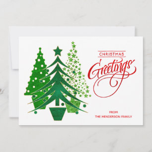 Red, Green, White Christmas Trees Photo Card