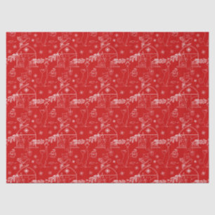 Red green & white Christmas winter cats Tissue Paper