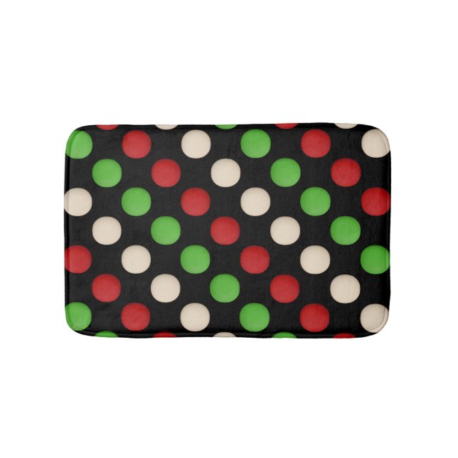 Red Green White Dots Bath Mat (Front)
