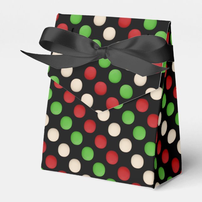 Red Green White Dots Favour Box (Front Side)