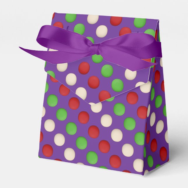 Red Green White Dots Favour Box (Front Side)