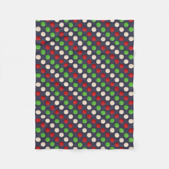 Red Green White Dots Fleece Blanket (Front)