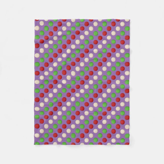 Red Green White Dots Fleece Blanket (Front)