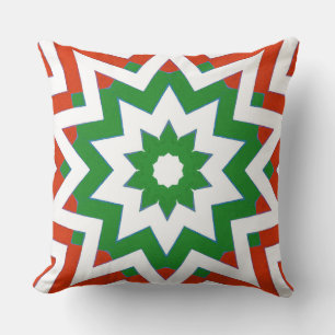 Red Green White Geometric Pattern Shapes Pillows