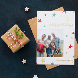 Red Green White Gold Stars Photo Happy Holidays