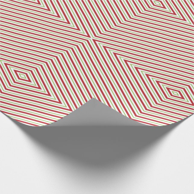 Red Green White Mirror Pattern Retro Christmas Wrapping Paper (Corner)