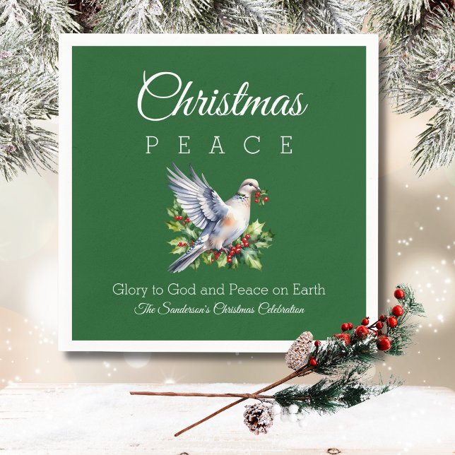 Red Green White Peace Dove Christian Christmas Napkin (Creator Uploaded)