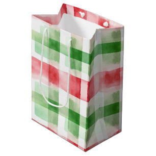 Red Green White Stripes Birthday Medium Gift Bag