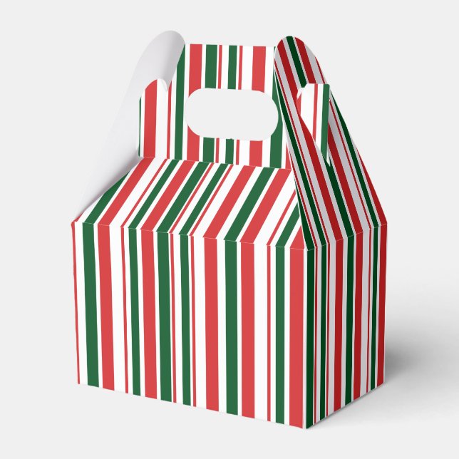 Red Green White Thin Striped Favour Box (Back Side)