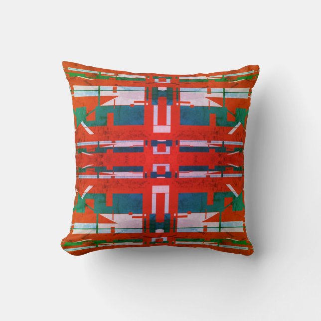 Red Green White Turquoise Southwest Art Look Cushion (Front)