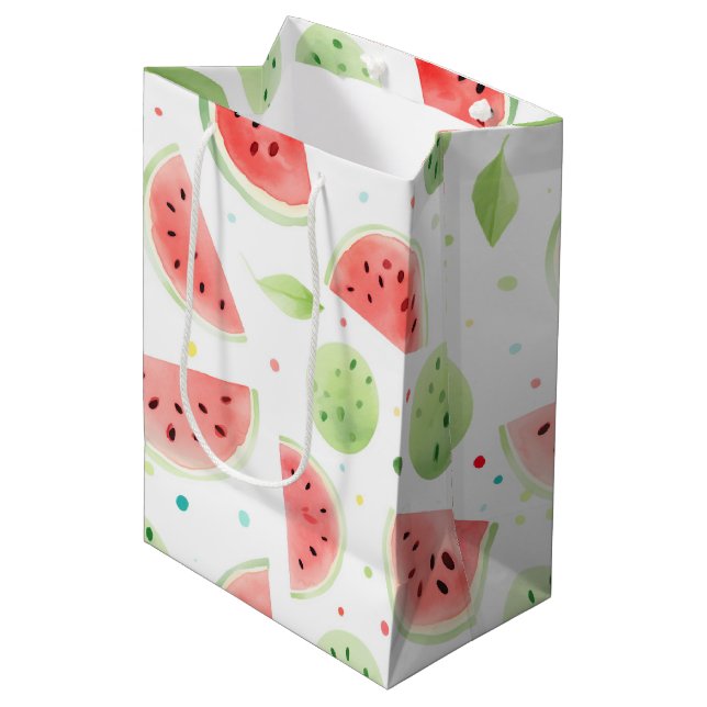 Red Green White Watermelons Birthday Medium Gift Bag (Front Angled)