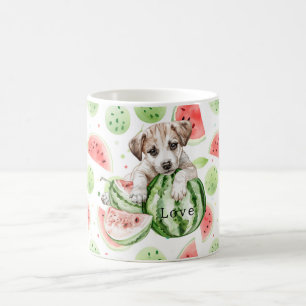 Red Green White Watermelons Dog Coffee Mug