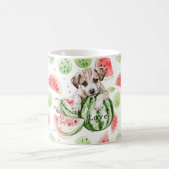 Red Green White Watermelons Dog   Coffee Mug (Center)