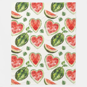 Red Green White Watermelons Hearts Fleece Blanket