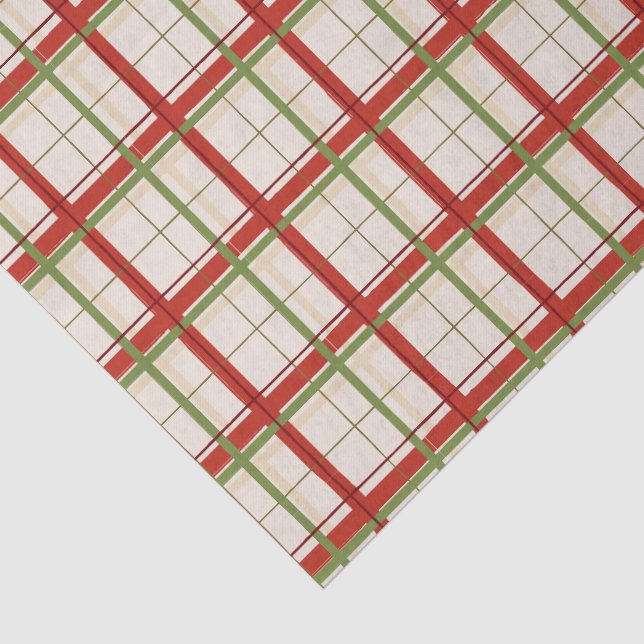 Red & Green Windowpane Checked Tissue Paper (Detail)