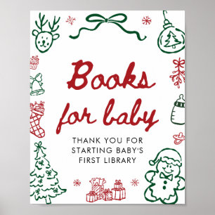 Red Green Winter Baby Shower Books for Baby Game Poster