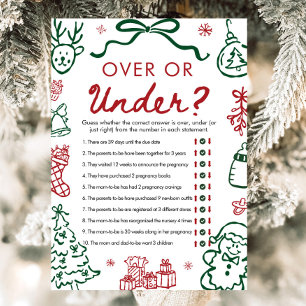 Red Green Winter Christmas Over Or Under Game Invitation