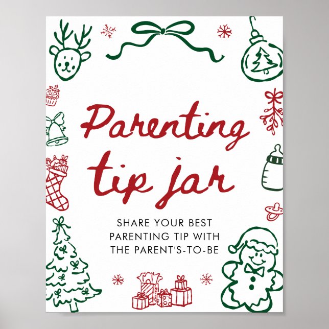 Red Green Winter Christmas Parenting Tip Jar Game Poster (Front)