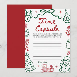Red Green Winter Christmas Time Capsule Game Invitation