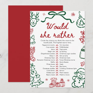 Red Green Winter Christmas Would She Rather Game Invitation